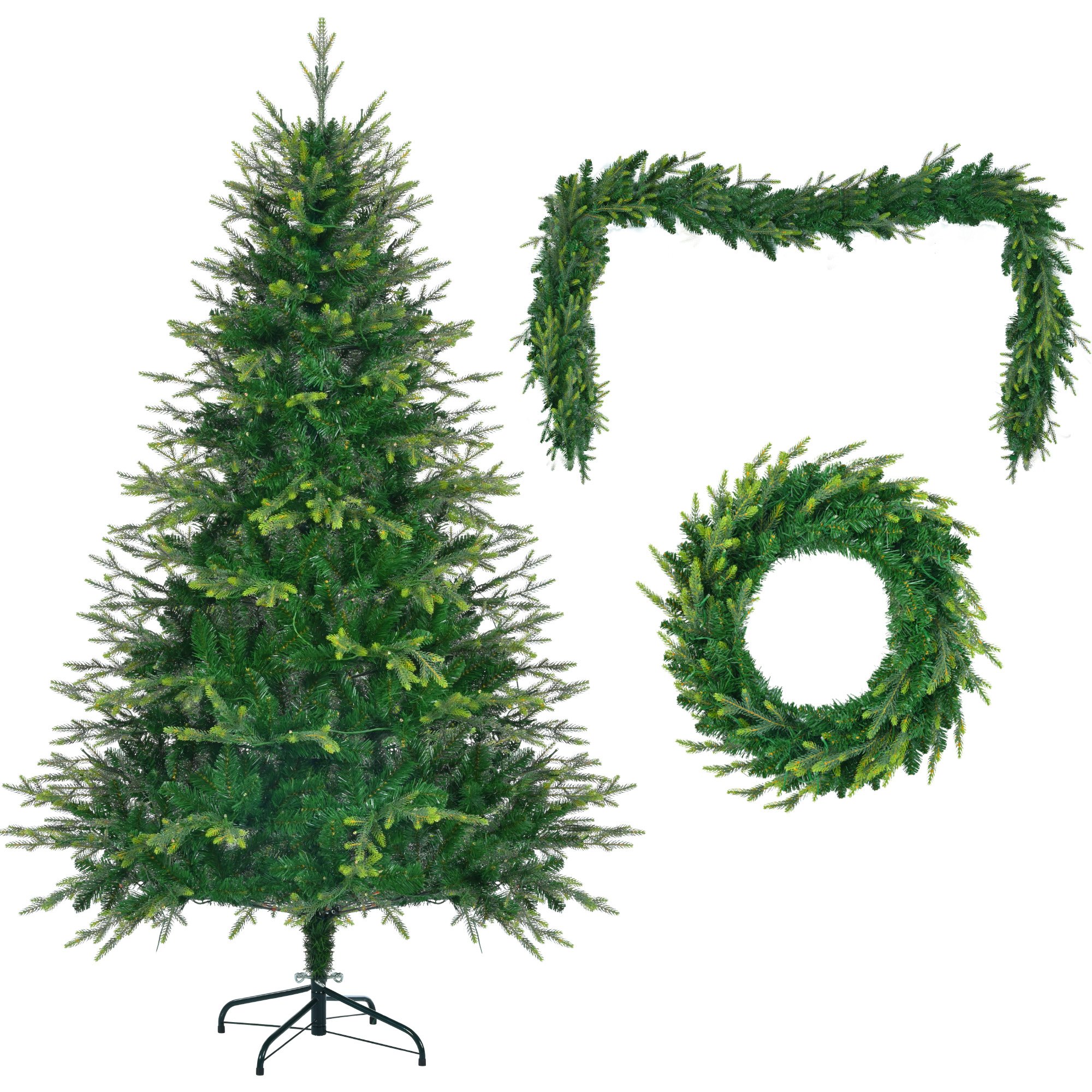 6 Feet Pre-Lit Aspen Fir Artificial Christmas Tree With Garlands And ...