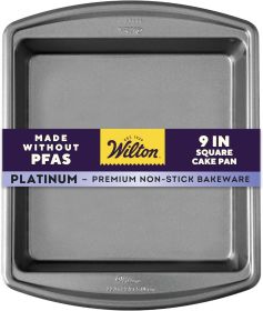 Platinum Non-Stick 9 x 9 Inch Square Brownie Cake Pan, Stainless Steel Bakeware, Made without PFAS, Packaging May Vary